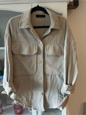 Miss love soft Beige Corduroy Shacket Jacket